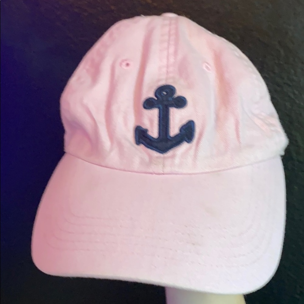 kids pink cape cod hat with anchor